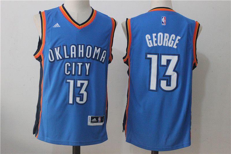 Men Oklahoma City Thunder #13 Paul George Blue NBA Jerseys->washington nationals->MLB Jersey